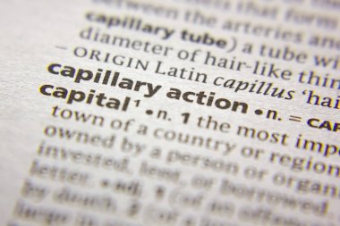Sözlükteki sözcük veya tümcecik Kapiller eylem.