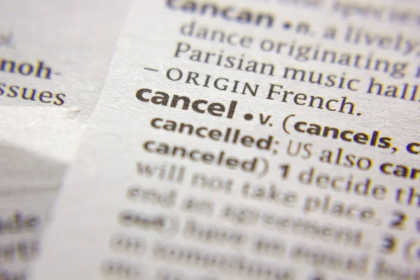 Sözlükte Sözcük veya tümcecik İptal.