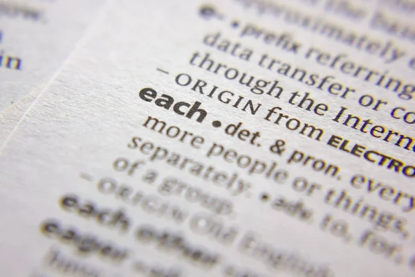 Word or phrase Each in a dictionary. — Stock Photo, Image