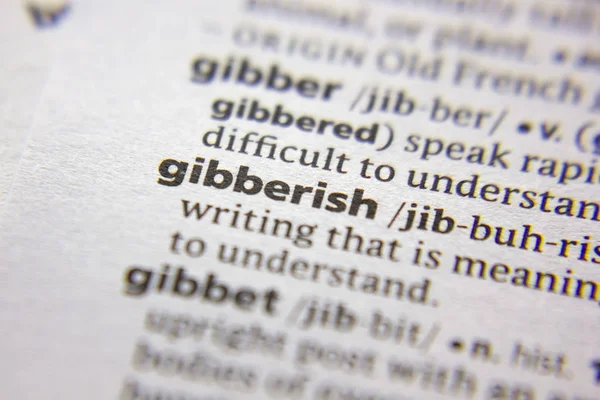Ord eller fras Gibberish i en ordbok. — Stockfoto