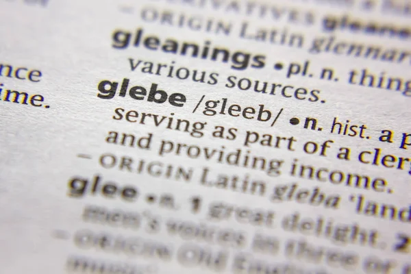 Palavra ou frase Glebe em um dicionário . — Fotografia de Stock