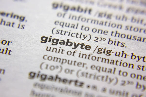 Word or phrase Gigabyte in a dictionary. — Stock Photo, Image