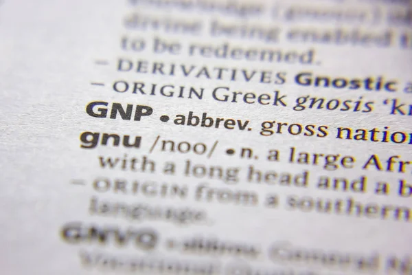 Sözlükteki sözcük veya tümcecik Gnp kısaltması.