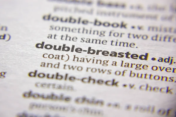Palavra ou frase Duplo-peito em um dicionário . — Fotografia de Stock