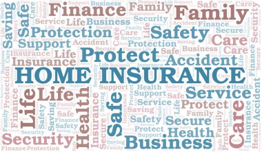 Ev sigortası kelime bulut vektörü sadece metin ile yapılan.