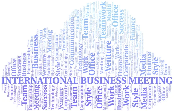 Internationale zakelijke meeting Word Cloud. Collage gemaakt met alleen tekst. — Stockvector