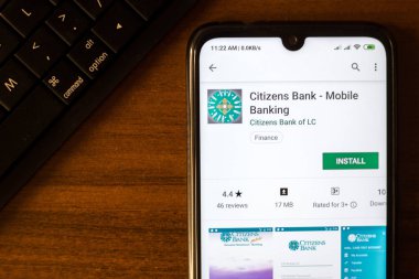 Ivanovsk, Rusya - 26 Haziran 2019: Citizens Bank - Mobile Banking uygulaması akıllı telefonun ekranında.