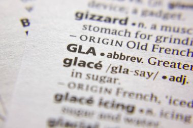 Sözlükte kelime veya cümle GLA kısaltması.