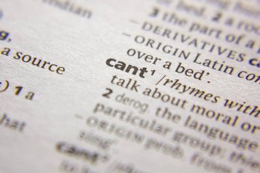 Sözlükte Sözcük veya tümcecik Cant.