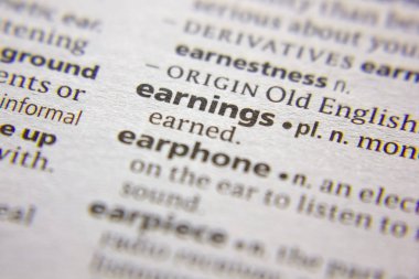 Kelime veya cümle bir sözlükte kazanç.