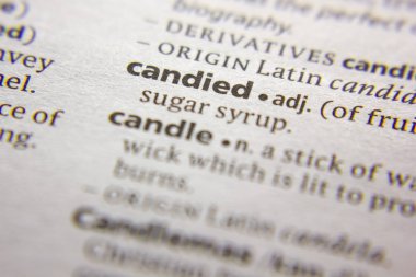 Kelime veya cümle bir sözlükte Candied.
