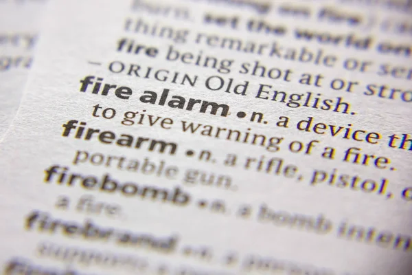 Word or phrase Fire alarm in a dictionary.