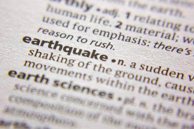 Kelime veya cümle bir sözlük deprem.