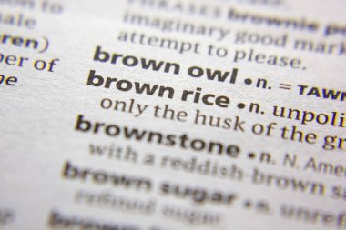 Kelime veya cümle kahverengi pirinç bir sözlük.