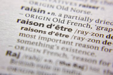 Kelime veya cümle raison d 'etre bir sözlük.