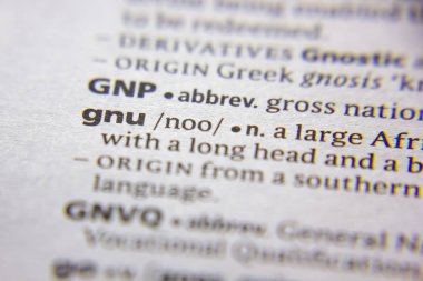 Bir sözlükte Word veya tümcecik GNU.