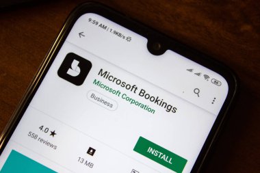 İvanovsk, Rusya-07 Temmuz 2019: akıllı telefon veya tablet ekranında Microsoft rezervasyonlarınızı uygulaması.