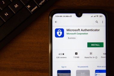 İvanovsk, Rusya-07 Temmuz 2019: akıllı telefon veya tablet ekranında Microsoft Authenticator uygulaması.