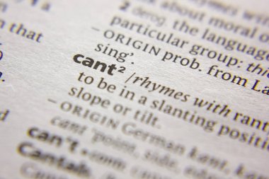 Sözlükte Sözcük veya tümcecik Cant.