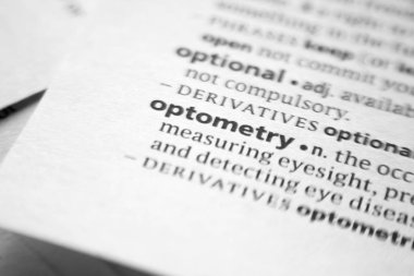 Sözlükte kelime veya cümle Optometri.