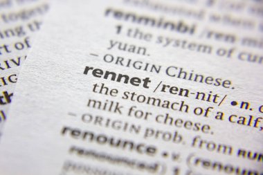 Sözlükteki sözcük veya tümcecik rennet.