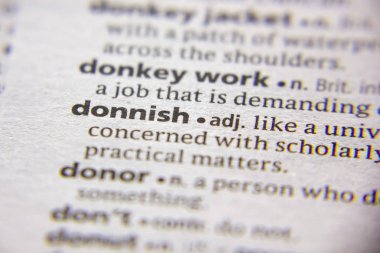 Kelime veya cümle bir sözlükte Donnish.