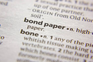 Sözlük içinde kelime veya cümle Bond kağıt.