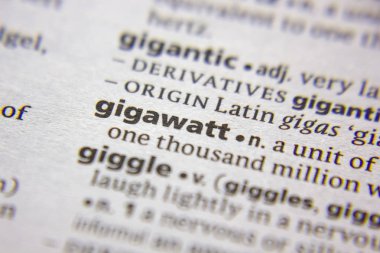 Kelime veya cümle gigawatt bir sözlük.