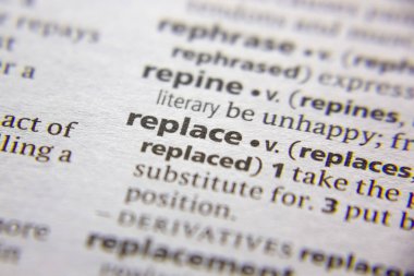 Sözlükte Değiştirme sözcük veya tümcecik.