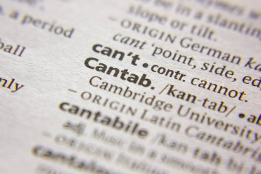 Sözlükte Sözcük veya tümcecik Cantab.