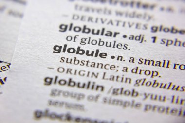 Sözlükteki sözcük veya tümcecik Globule.