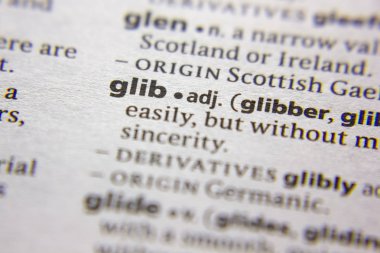 Sözlükte Glib sözcüğü veya tümceciği.