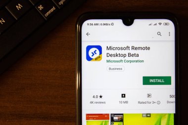 İvanovsk, Rusya-07 Temmuz 2019: akıllı telefon veya tablet ekranında Microsoft Uzak Masaüstü Beta uygulaması.