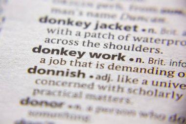 Sözlükte eşek çalışması için kullanılan sözcük veya tümcecik.