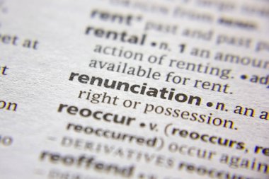 Sözlükte sözcük veya tümcecik feragat.