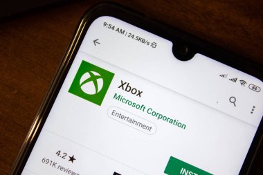 Ivanovsk, Rusya - 07 Temmuz 2019: Akıllı telefon veya tablet ekranında Xbox uygulaması.