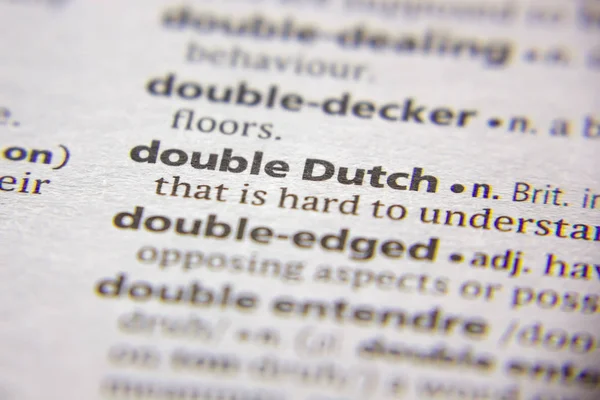 Word or phrase Double Dutch in a dictionary.