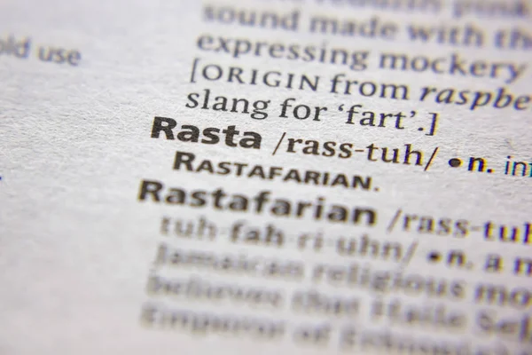 Słowo lub fraza Rasta w słowniku. — Zdjęcie stockowe