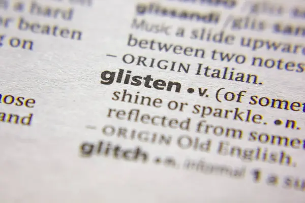 Palabra o frase Glisten en un diccionario . — Foto de Stock