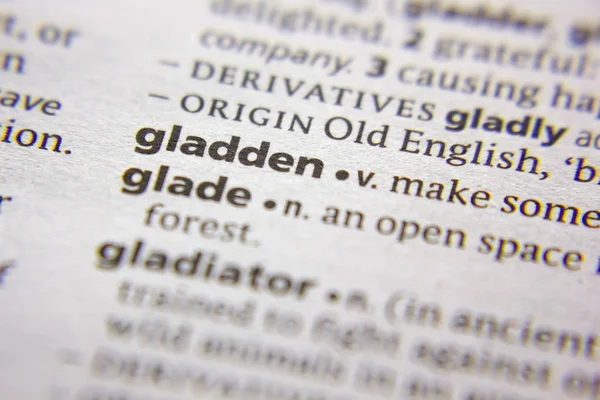 Sözlükte Gladden sözcüğü veya tümceciği.