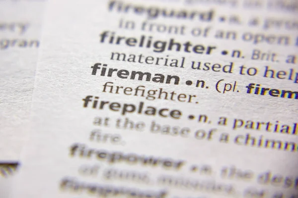 Word or phrase Fireman in a dictionary. — Stock Photo, Image