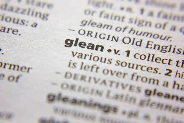 Palabra o frase Glean en un diccionario . — Foto de Stock