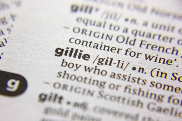 Sözlükte Gillie sözcüğü veya tümceciği.