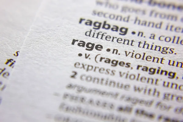 Słowo lub fraza Rage w słowniku. — Zdjęcie stockowe
