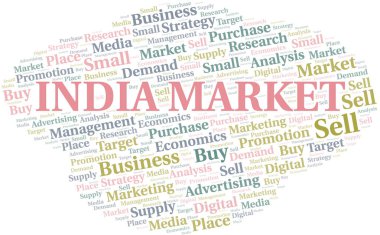 India Market kelime bulutu. Yalnızca metin ile yapılan vektör.