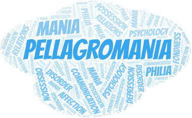 Pellagromania kelime bulutu. Sadece metin ile yapılan Mania türü.