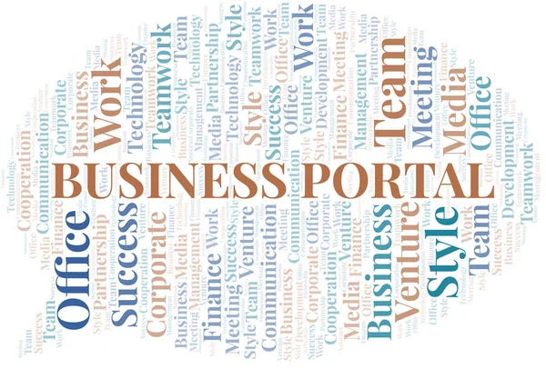 Portal de negocios nube de palabras. Collage hecho solo con texto . — Archivo Imágenes Vectoriales