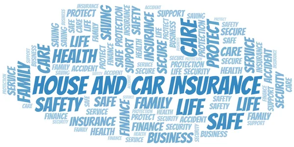 Вектор слова "House And Car Insurance", сделанный только с текстом . — стоковый вектор