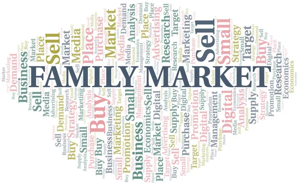 Family Market parola nuvola. Vettore realizzato solo con testo . — Vettoriale Stock