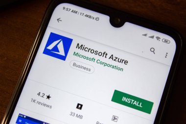 İvanovsk, Rusya-07 Temmuz 2019: akıllı telefon veya tablet ekranında Microsoft Azure uygulaması.